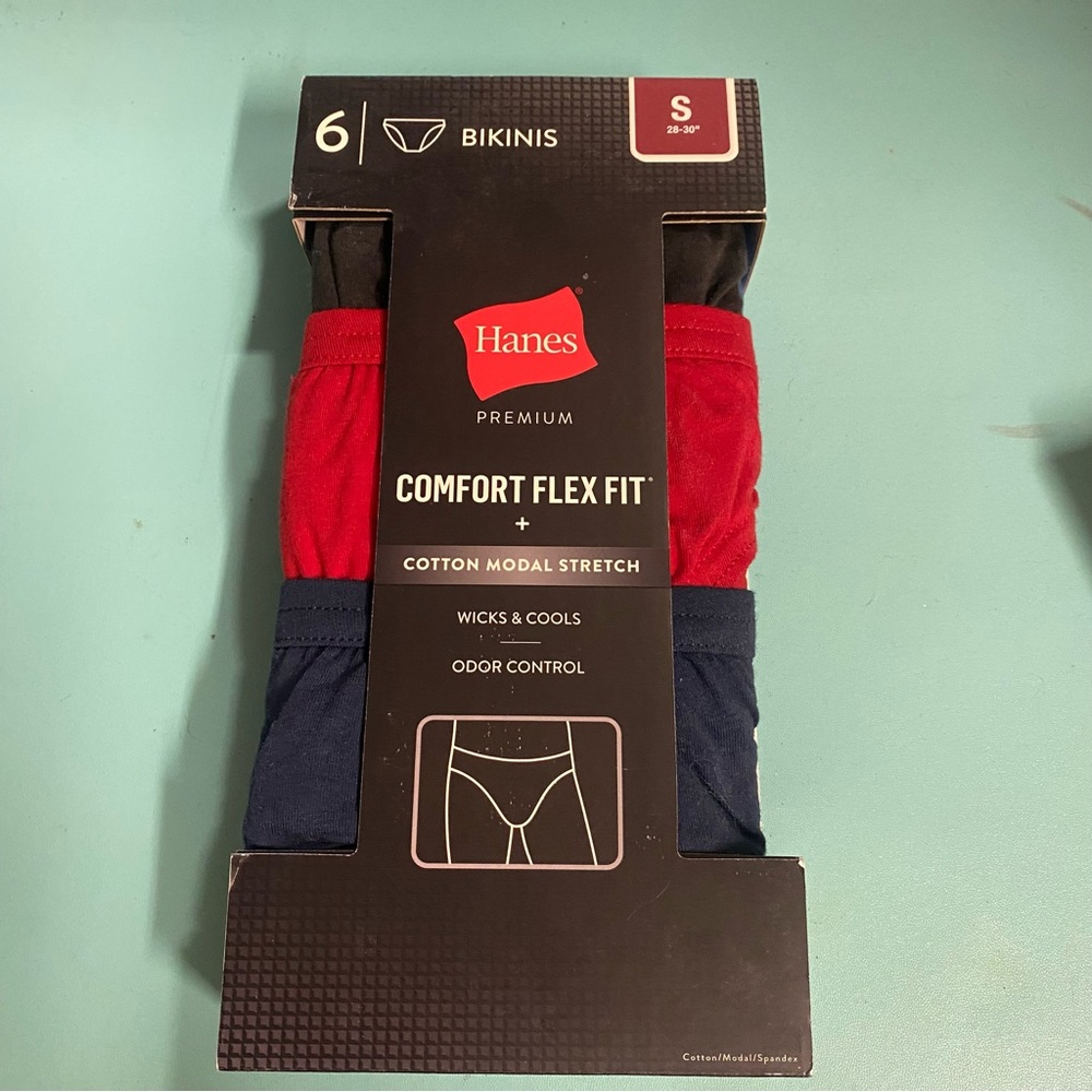 Hanes Premium Comfort Flex Fit Bikinis - Red and Navy